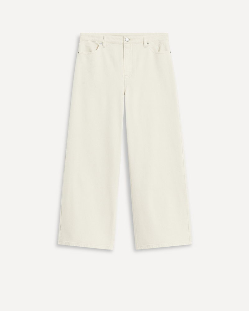 Wide-Leg High-Rise Cropped Jean x The Birds Papaya