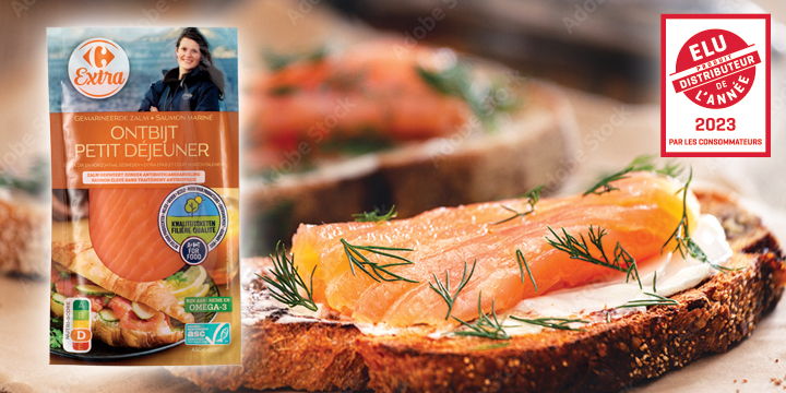 1_Carrefour Elu Produit de l année 2023_Le saumon Petit Déjeuner Filière Qualité Carrefour