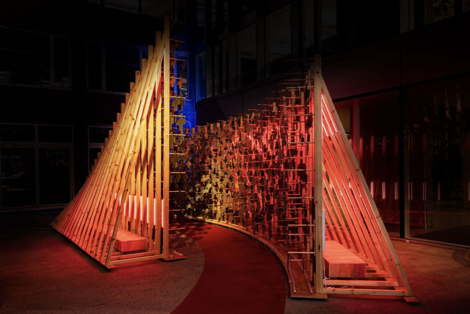 Above: PLUS light installation created by Jestico + Whiles, Studio Fractal and Architainment, in collaboration with Bolon (Photo: Jestico + Whiles)