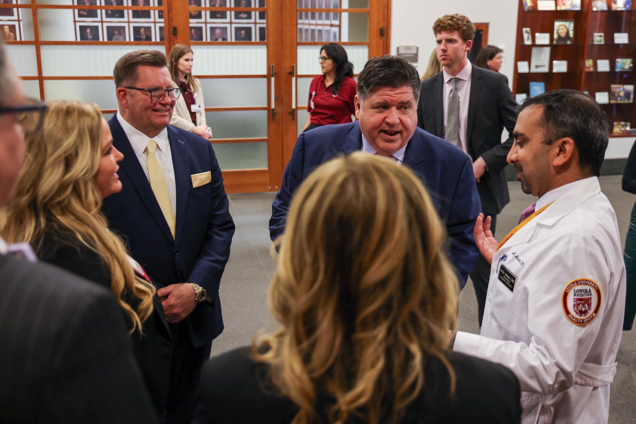 Gov. Pritzker greets healthcare providers and advocates.