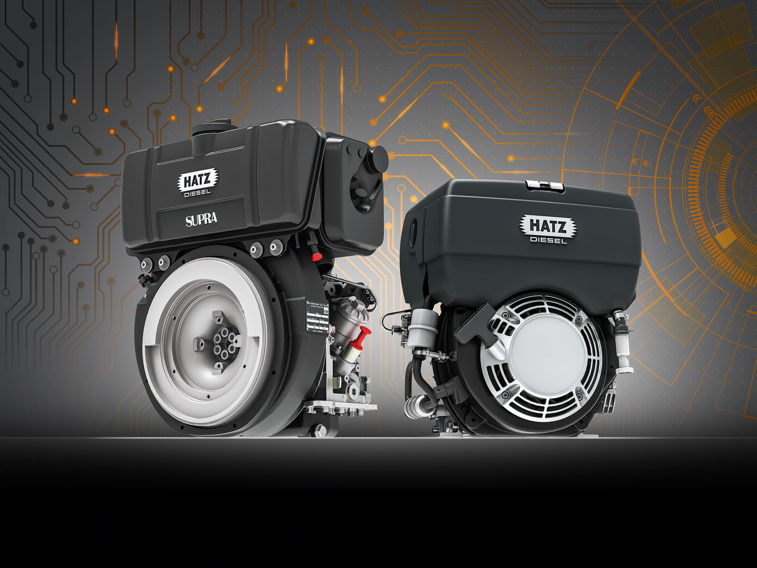 Hatz B- und D-Serie-Motoren mit E1-Technologie, der elektronischen Steuerung für die Einbindung in IoT-Plattformen der Maschinenhersteller und -betreiber.