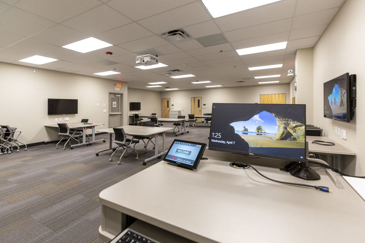 University of Nevada, Las Vegas, has rolled out 58 multi-purpose classrooms — each including  Sennheiser’s TeamConnect Ceiling 2 microphone solution (photo courtesy UNLV)