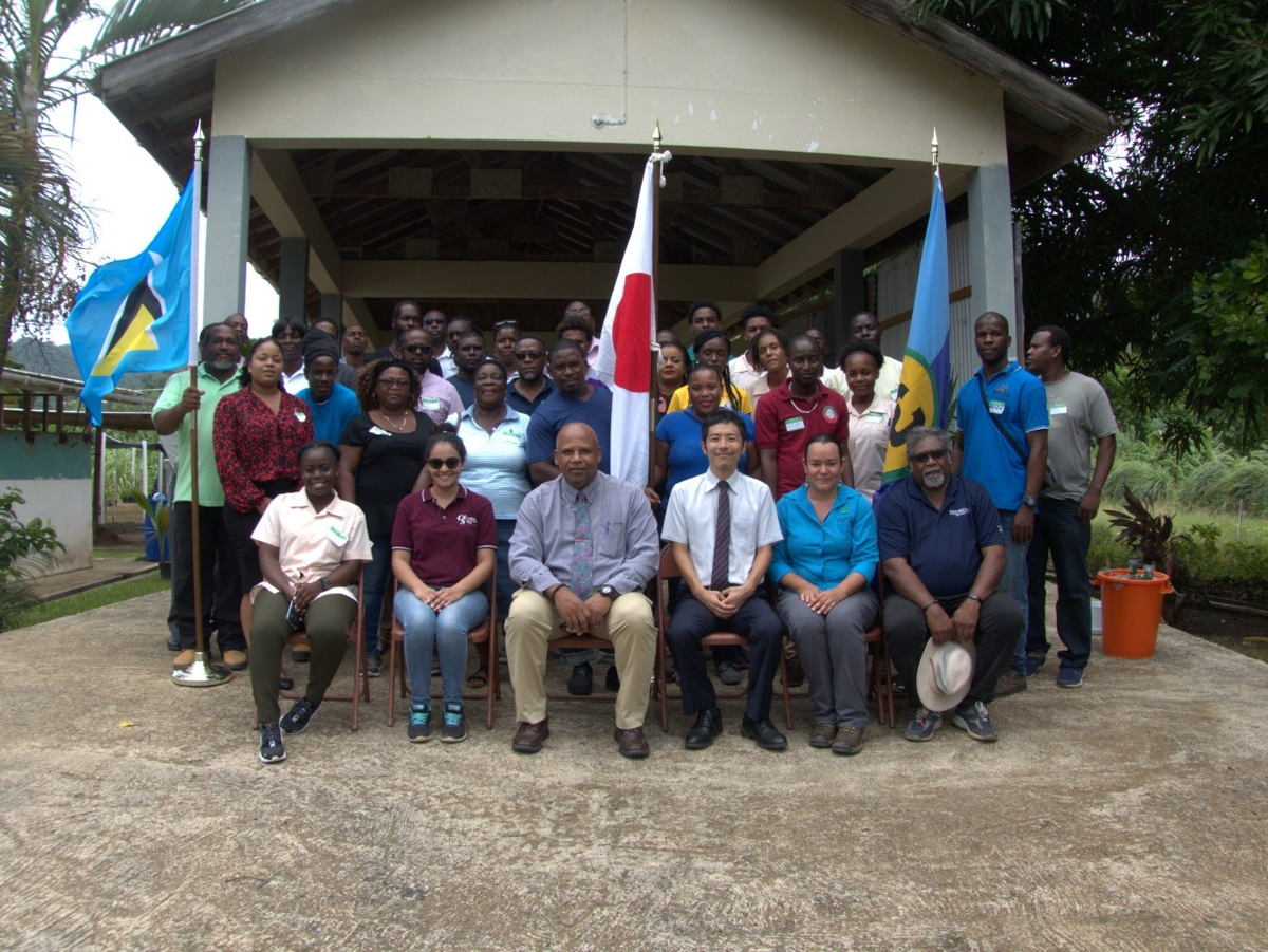 Participants in ICTs for CSA Workshop with Trainers and Honourable Ezechiel Joseph, Minister of Agriculture, Saint Lucia