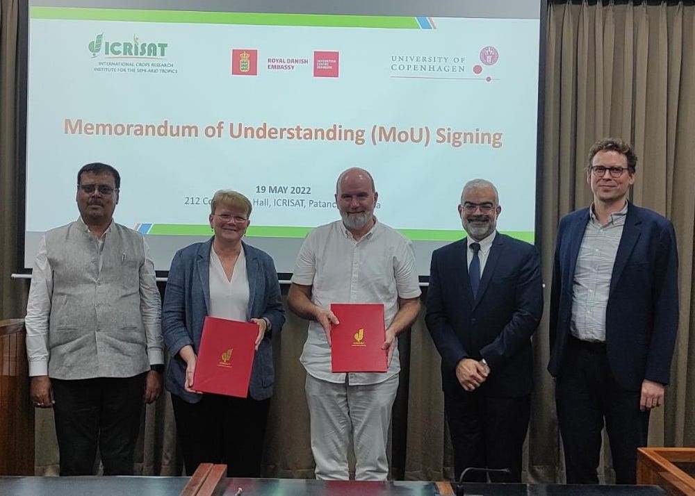 ICRISAT signs an MoU with University of Copenhagen to build sustainable agri-food systems and technologies