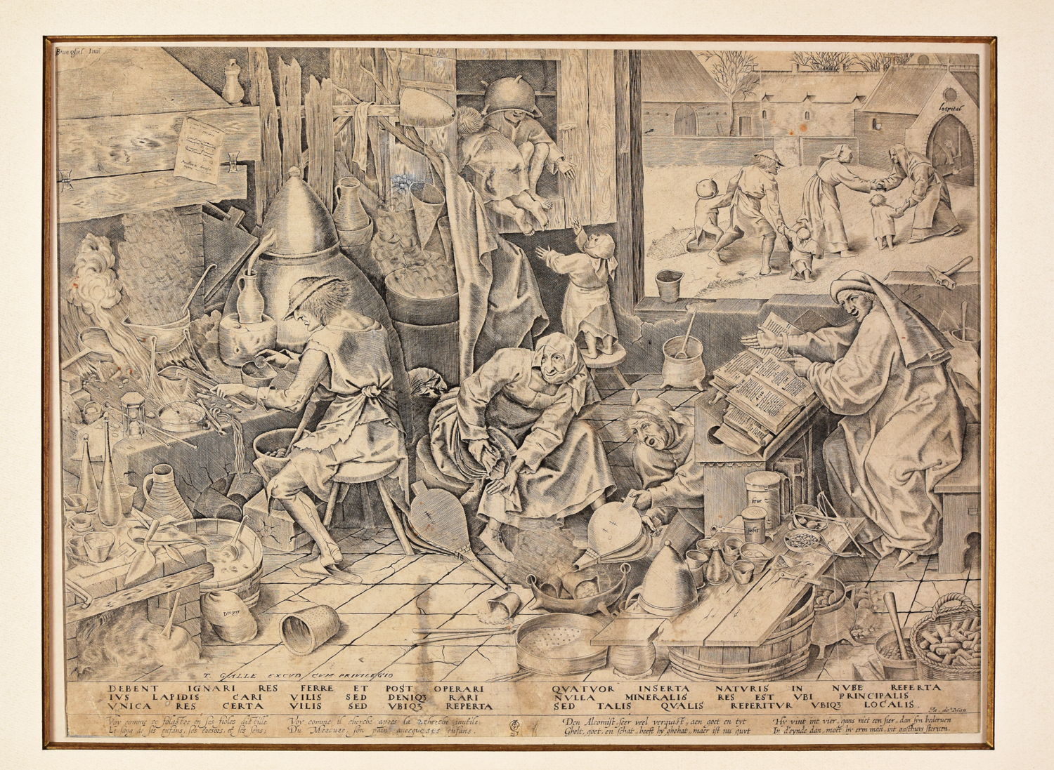Philips Galle naar Pieter Bruegel de Oude, De alchemist, 1558.
