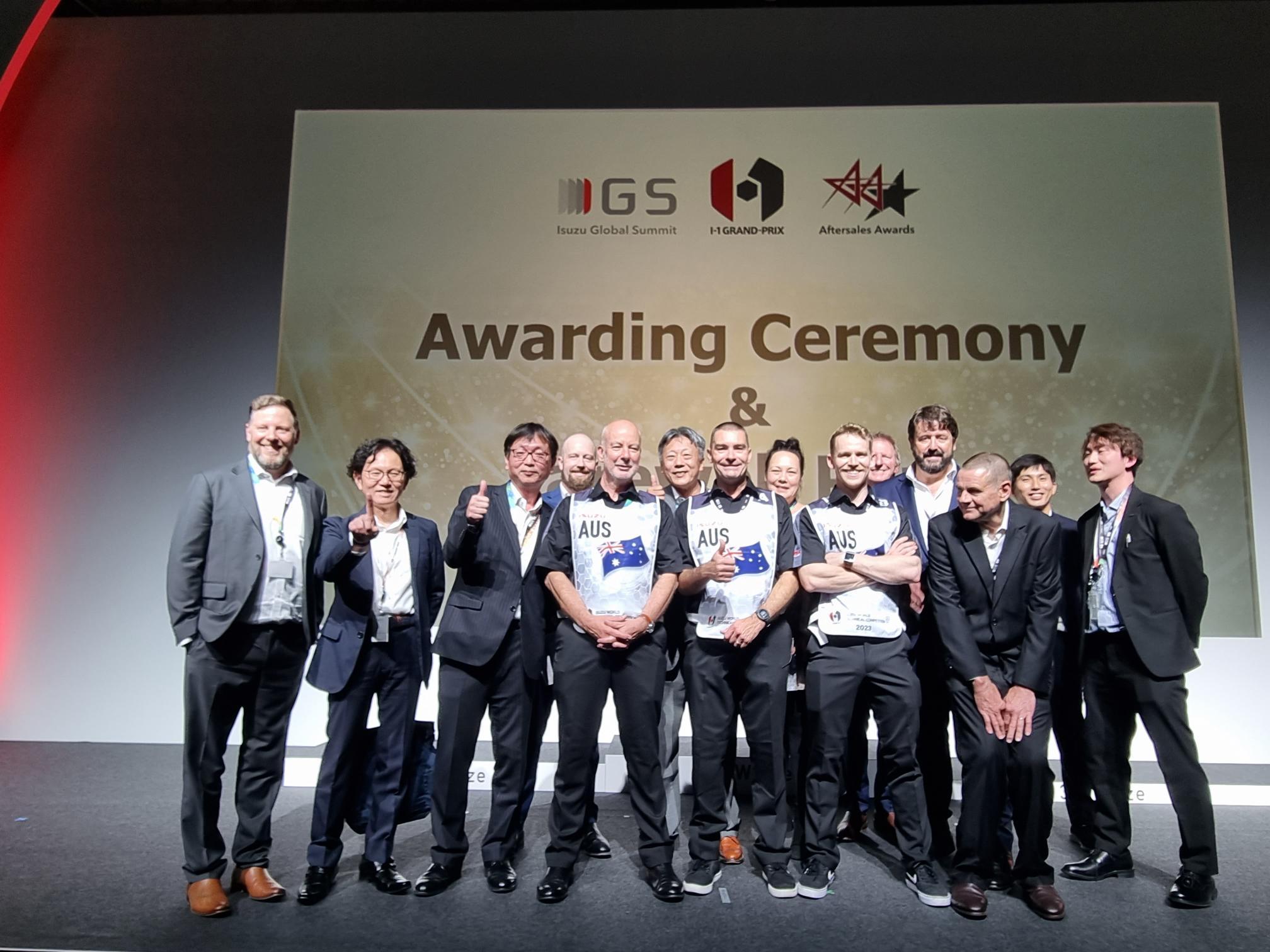 The Isuzu Australia team at the awards ceremony in Japan