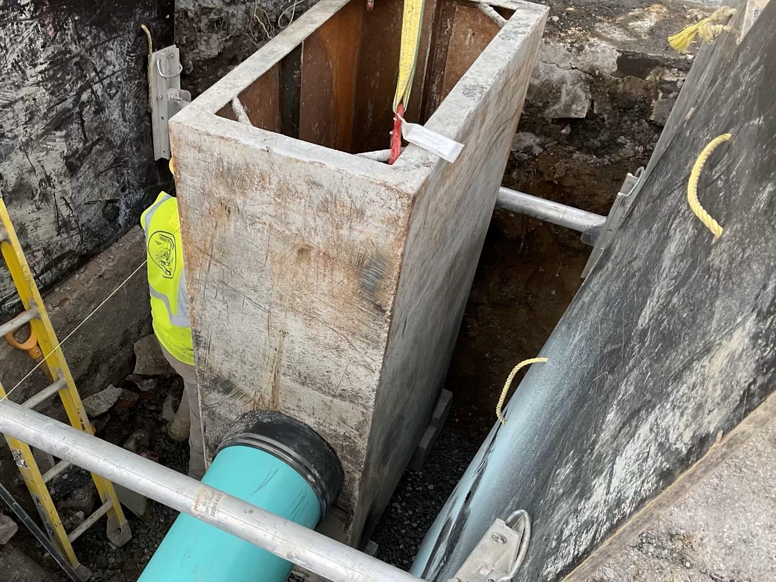 New catch basin recently installed at Fifth Avenue and Braam Street