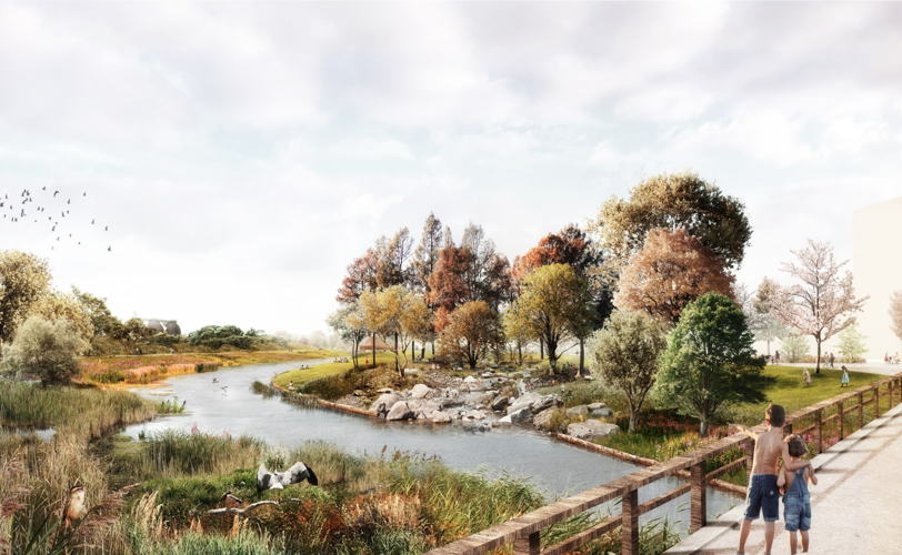 Toekomstbeeld parkeiland, Ringpark Het Schijn, op basis van het voorontwerp. Hierna wordt nog een definitief ontwerp uitgewerkt. © Ontwerpteam Ringpark Het Schijn: De Urbanisten en OMGEVING in samenwerking met Witteveen+Bos Toekomstbeeld parkeiland, Ringpark Het Schijn, op basis van het voorontwerp. Hierna wordt nog een definitief ontwerp uitgewerkt. © Ontwerpteam Ringpark Het Schijn: De Urbanisten en OMGEVING in samenwerking met Witteveen+Bos
