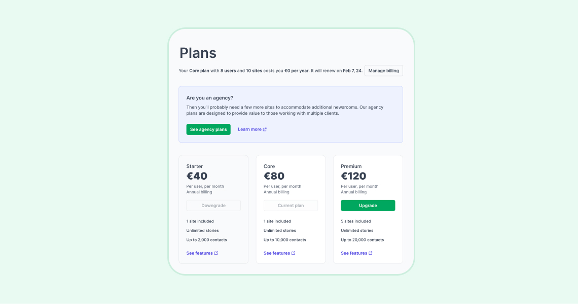 News: Revamping billing: A new Plans page & a self-upgrade option