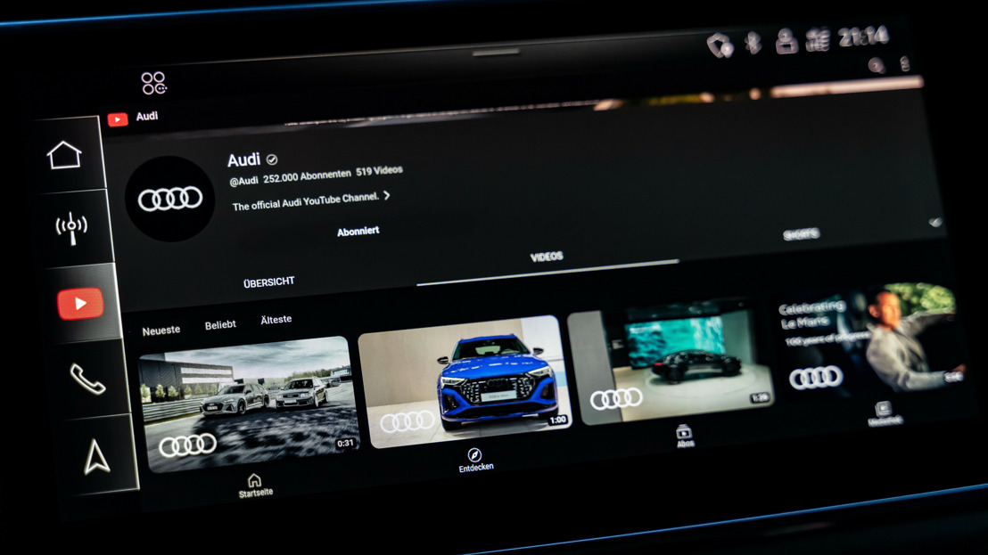 Audi integreert YouTube in verschillende modellen