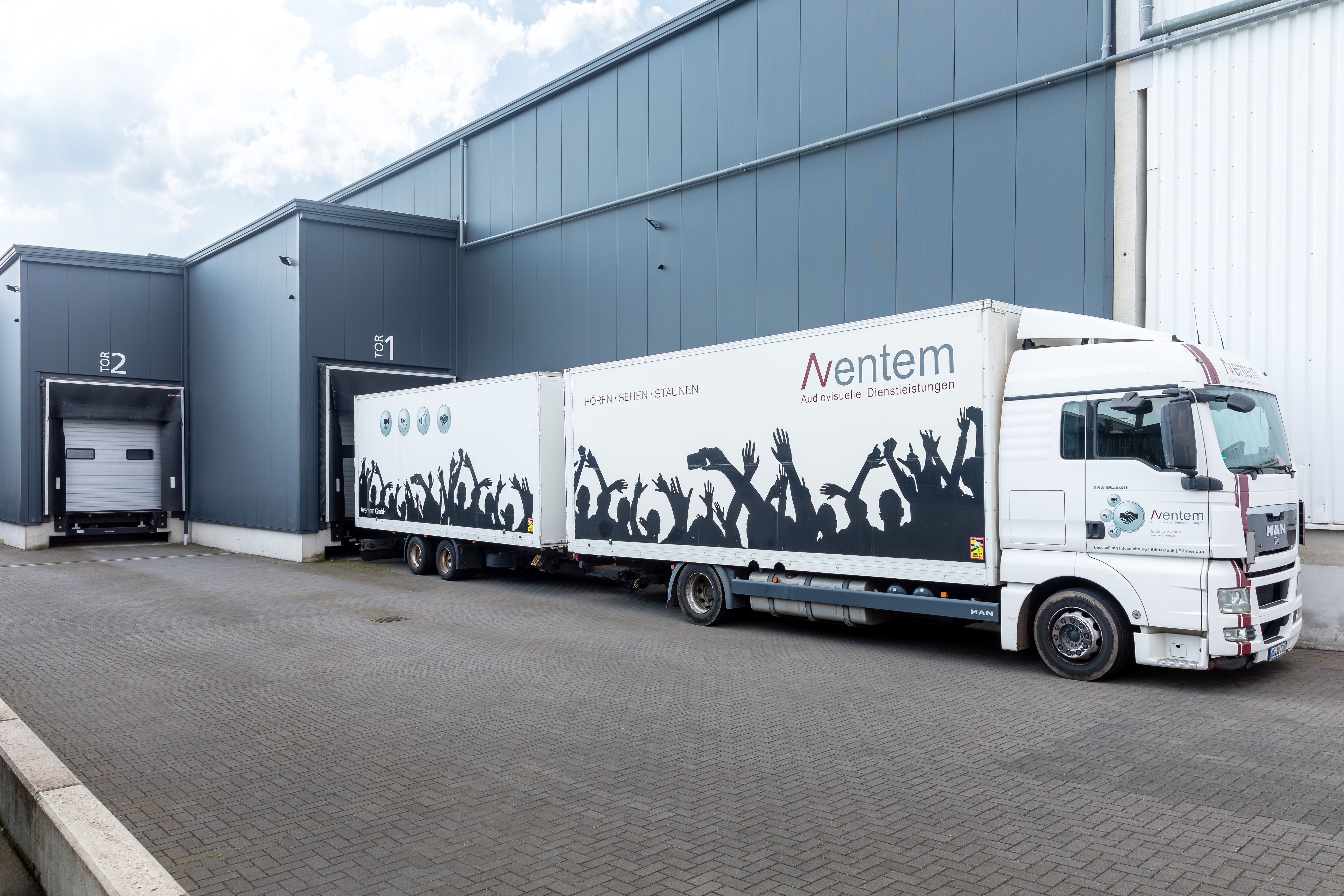 Trucks at the storage and production area