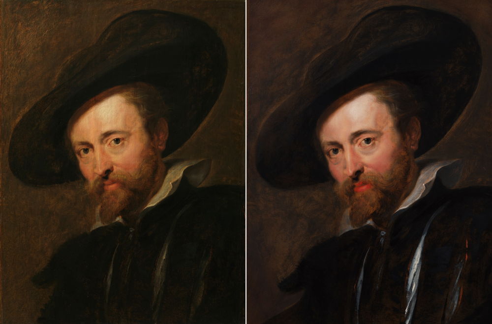 17_Voor en na restauratie, Peter Paul Rubens, Zelfportret, Rubenshuis Antwerpen, foto Rubenshuis en KIK-IRPA Brussel