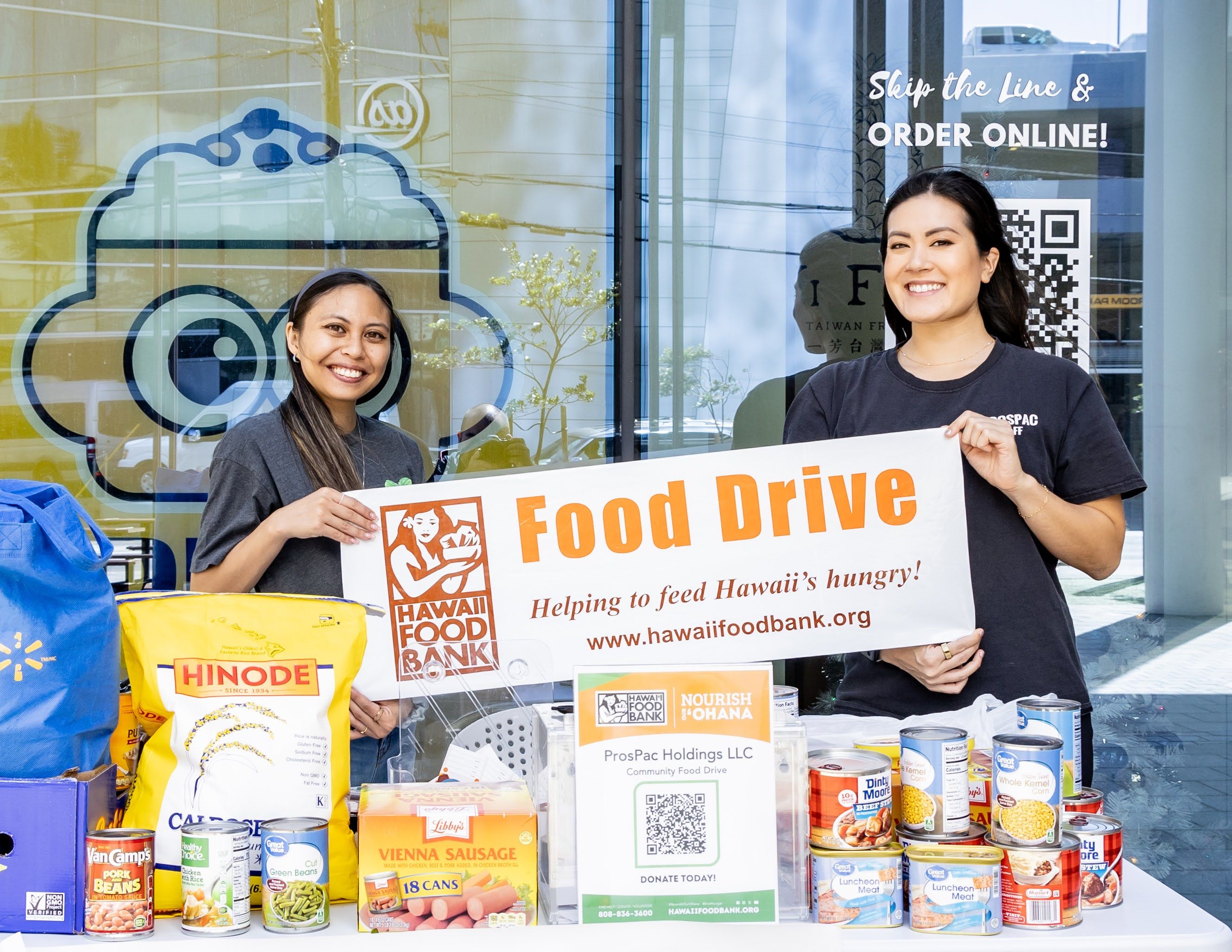 ProsPac Holdings hosted a food drive at Azure Ala Moana to support the Hawai‘i Foodbank