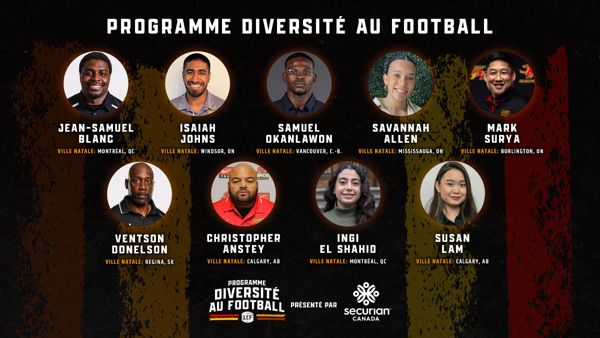 Preview: Neuf participants se joignent au programme Diversité au football, présenté par Securian Canada