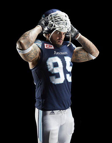 Toronto Argonauts adidas home jersey (Ricky Foley).