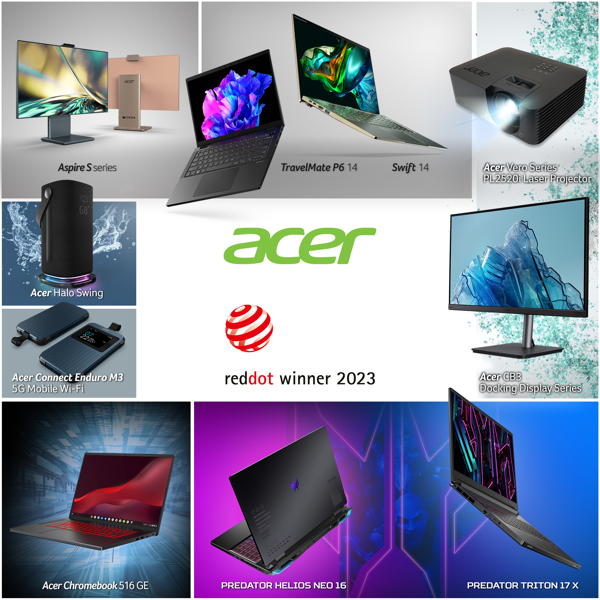 Acer Products for Varied Lifestyles Receive Red Dot Awards for Design Innovation