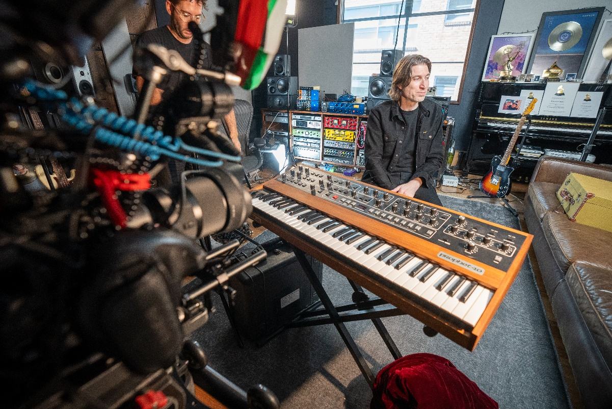 Eric in the studio with Sennheiser and Neumann gear