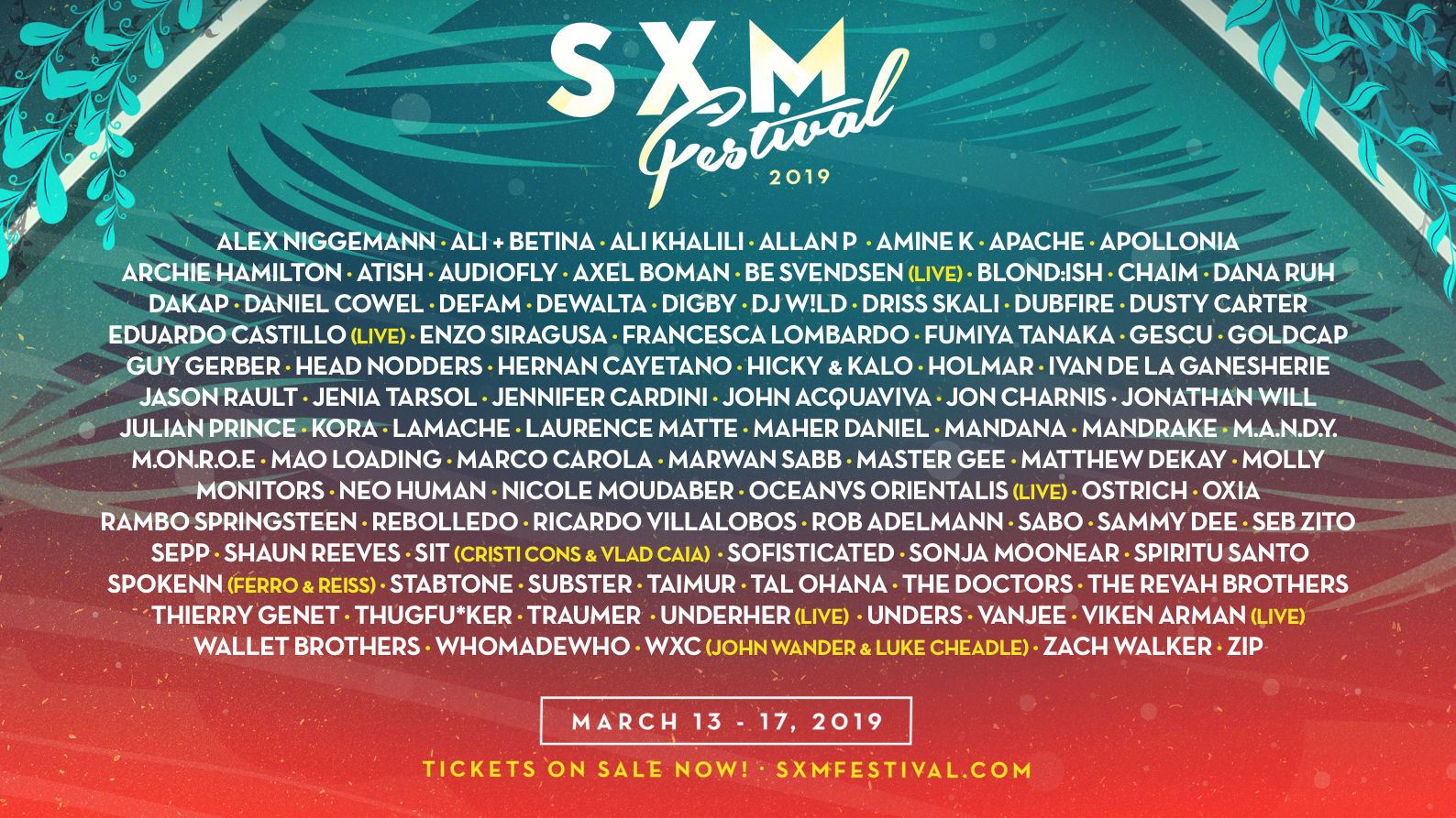 SXM Festival Reveals Showcase Partners, Complete Lineup, and Venues for the March 13-17 Event on the Caribbean Island of Saint Martin/Sint Maarten
