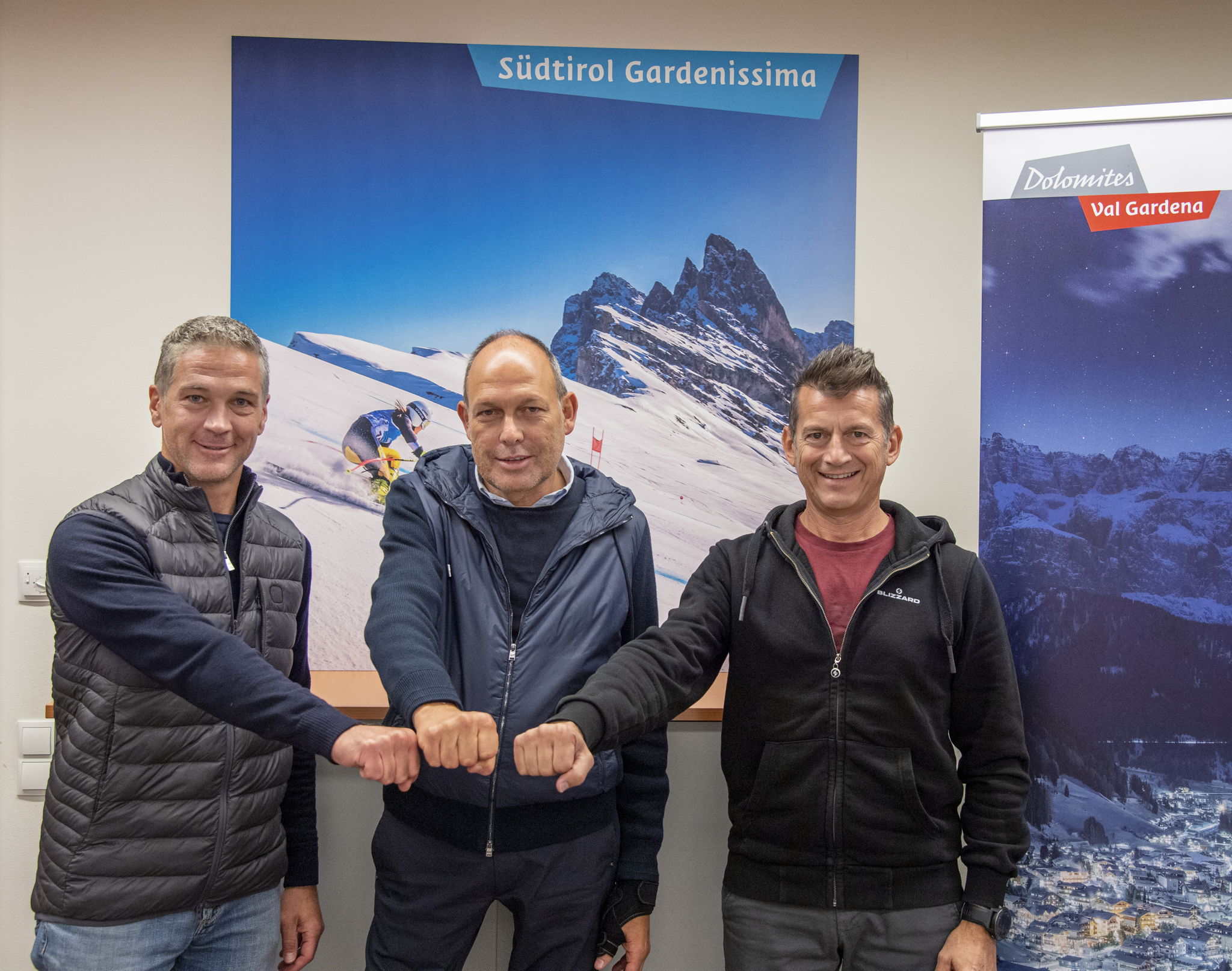 Da sinistra a destra: Philipp Putzer (Summit Sports - POC), Christoph Vinatzer (Dolomites Val Gardena) e Stefano Trentin (Tecnica Group) Da sinistra a destra: Philipp Putzer (Summit Sports - POC), Christoph Vinatzer (Dolomites Val Gardena) e Stefano Trentin (Tecnica Group)