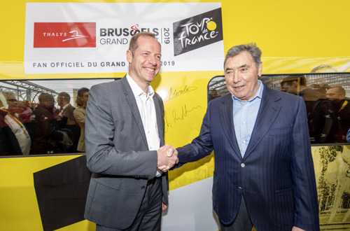 100 dagen voor de ‘Grand Départ’ vanuit Brussel onthult Thalys een treinstel in de kleuren van de Ronde van Frankrijk