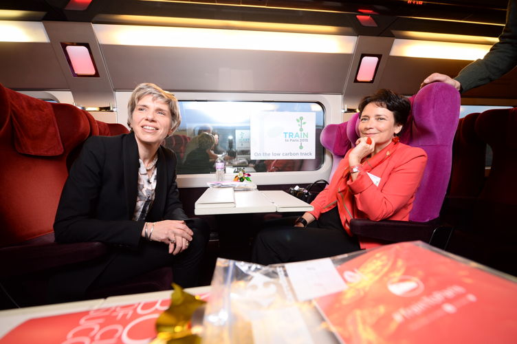 Agnès Ogier, CEO van Thalys en Geneviève Pons-Deladrière, CEO WWF EU