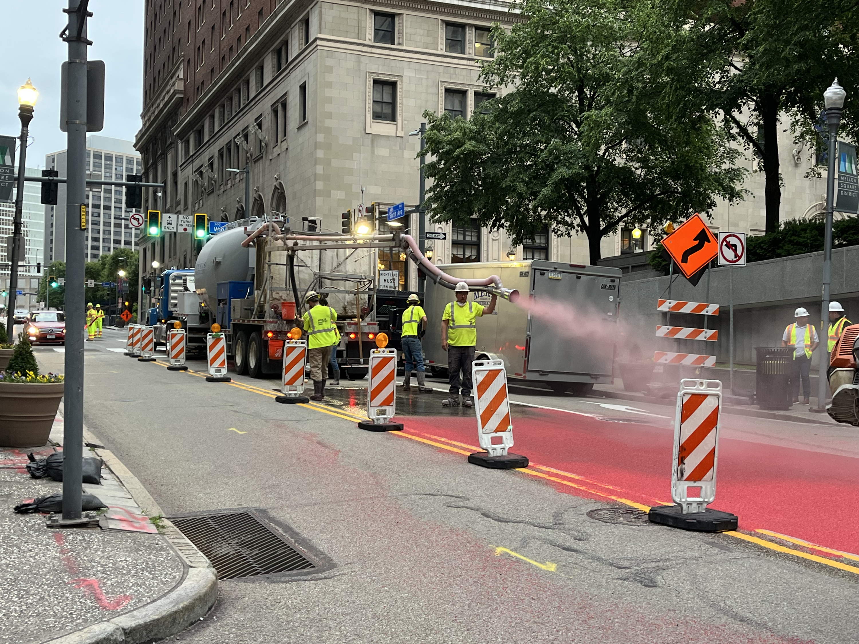 Red Bus Lanes Officially Installed Downtown 