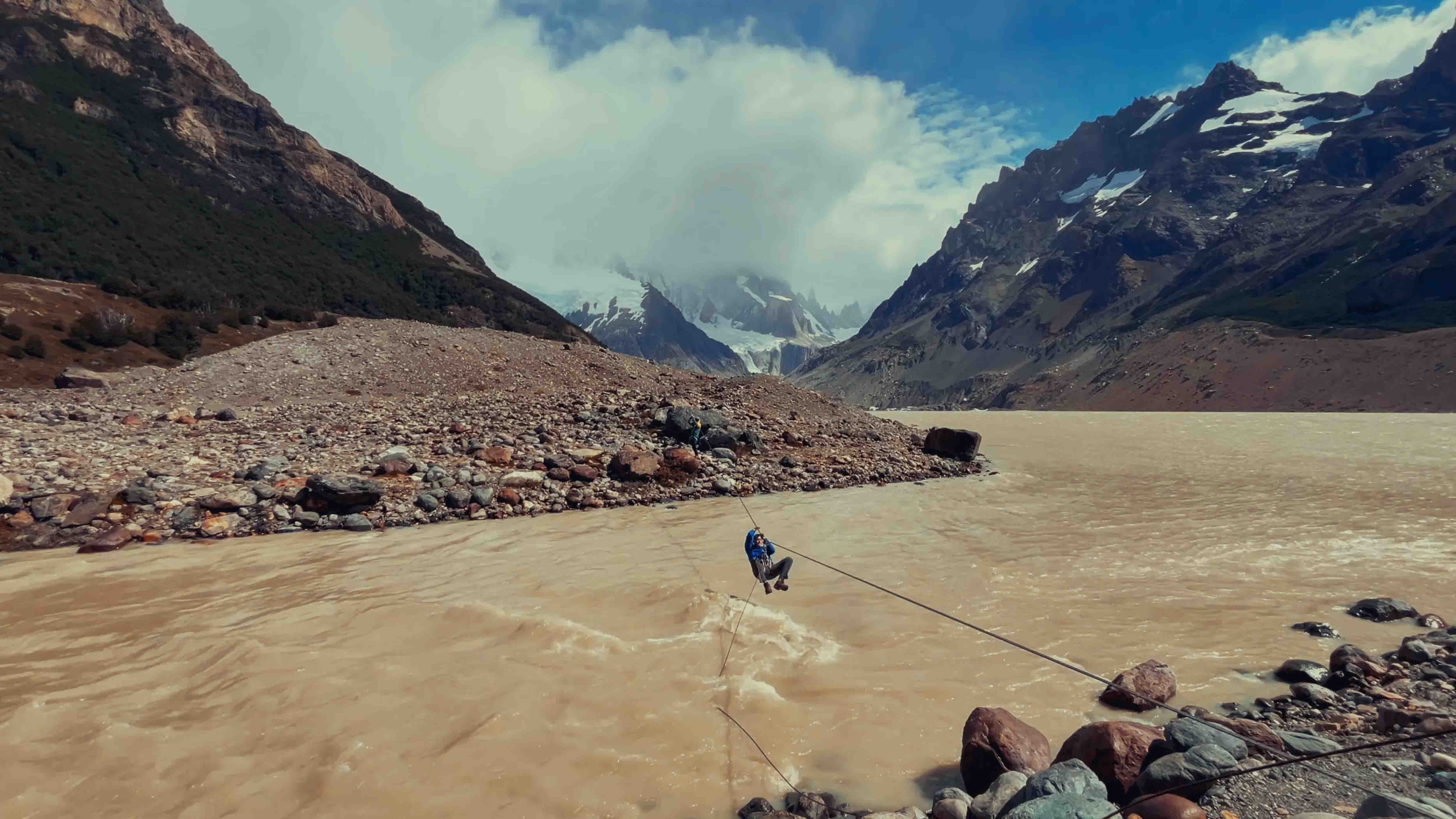 The river crossing marks the point that separates the hikers from the climbers