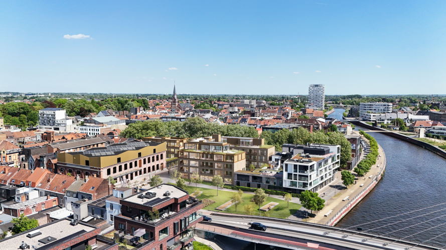 Ontwerpbeeld hoe de site er in de toekomst vanuit de lucht al uitzien