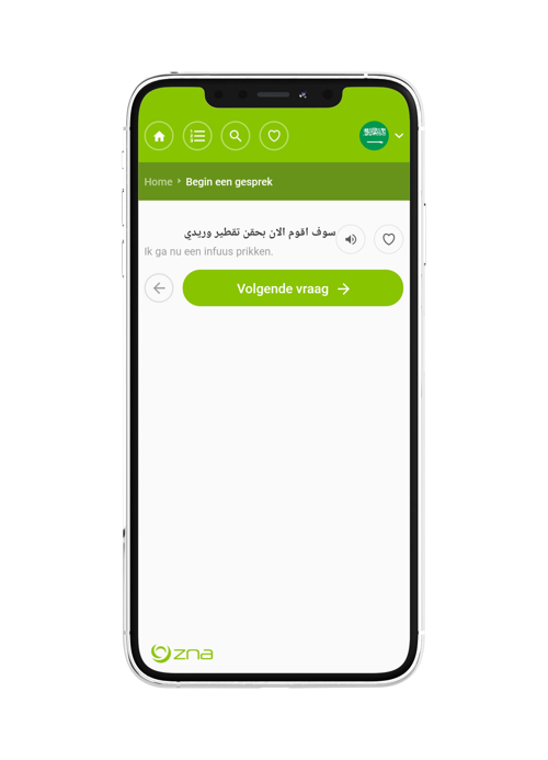 ZNA taalapp: voorbeeld van een instructie aan de patiënt.