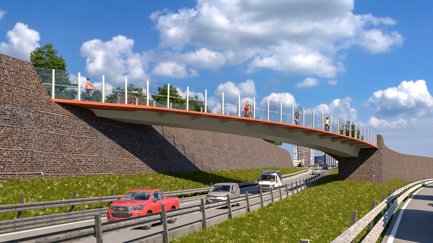 Fietsbrug over oprit Grotesteenweg ©THV BUUR – LATZ – GREISCH – SWP