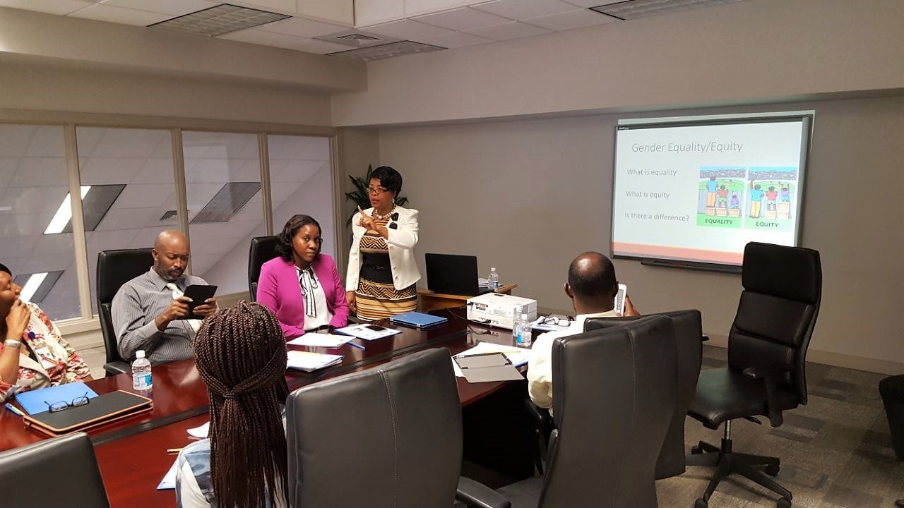 Mrs. Amonia Paul-Rolle, Social and Gender Analyst at the OECS Commission, delivers a lecture.