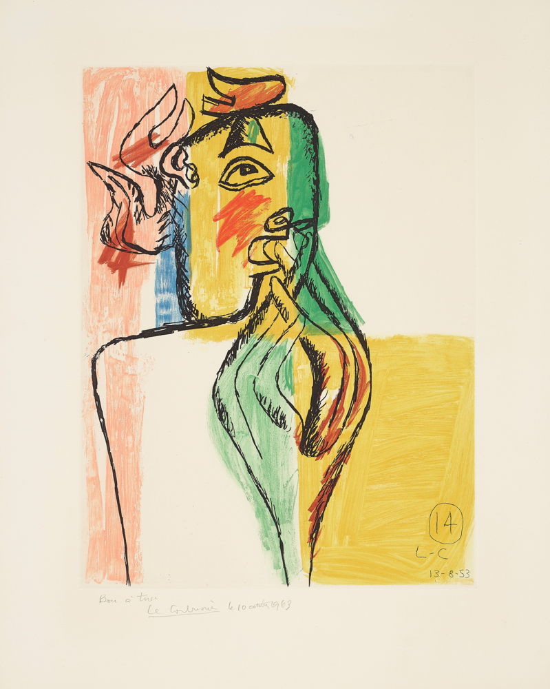 Le Corbusier, 1887-1965.
Unité, placa 14, 1963.
Grabado y aguafuerte, firmado y anotado ‘bon à tirer, (una de las siete placas de esta serie están a la venta).
Precio estimado: $2,000 – 4,000 USD.
Imagen cortesía de: Phillips. Le Corbusier, 1887-1965.
Unité, placa 14, 1963.
Grabado y aguafuerte, firmado y anotado ‘bon à tirer, (una de las siete placas de esta serie están a la venta).
Precio estimado: $2,000 – 4,000 USD.
Imagen cortesía de: Phillips.