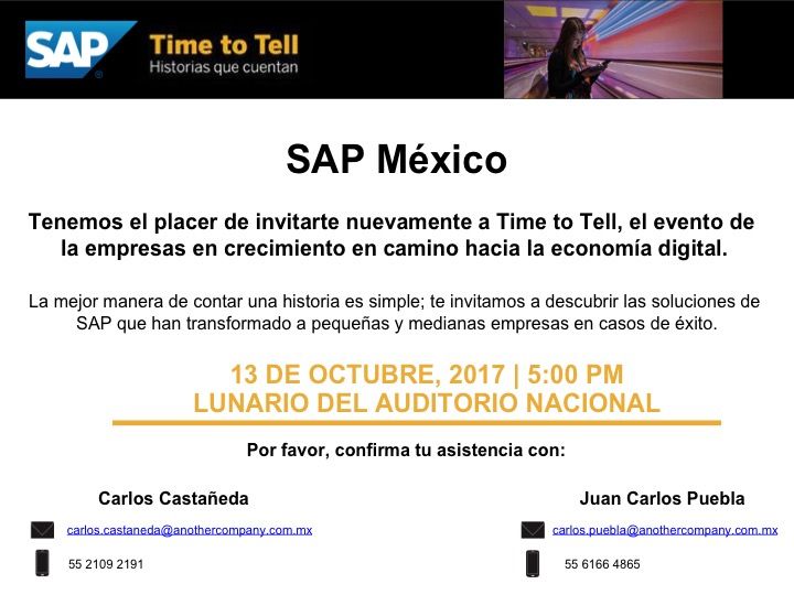 Invitación SAP Time to Tell