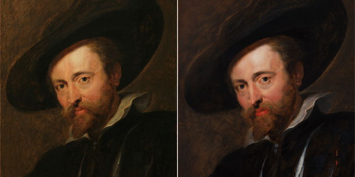 Voor en na restauratie, Peter Paul Rubens, Zelfportret, Rubenshuis Antwerpen, foto Rubenshuis en KIK-IRPA Brussel