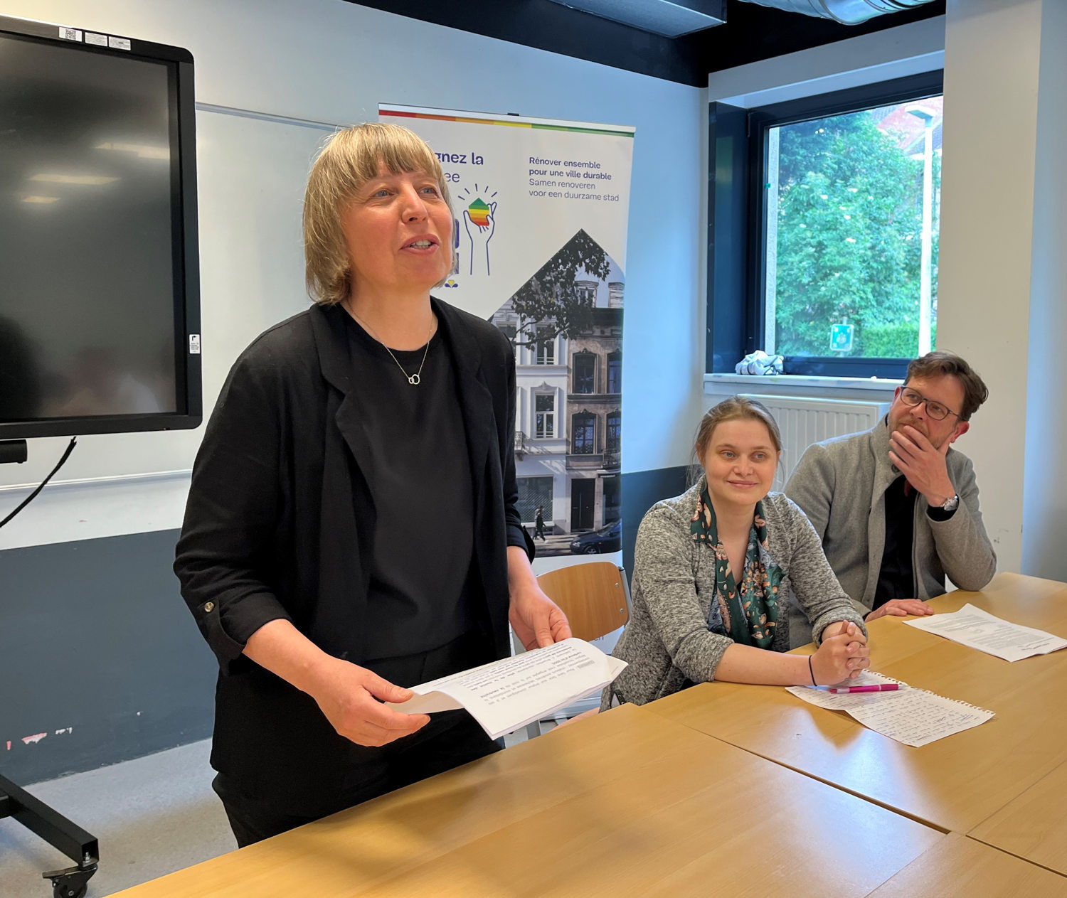 Isabelle Sobotka Bruxelles Environnement, Axelle Gros de Construcity et Vincent Giroux de l'efp