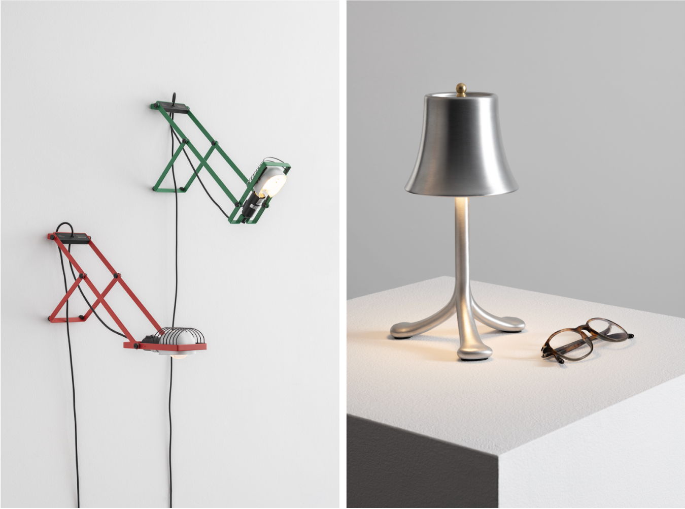 Sintesi wall lamp by Ernesto Gismondi // Trois Rois portable table lamp by Herzog & de Meuron