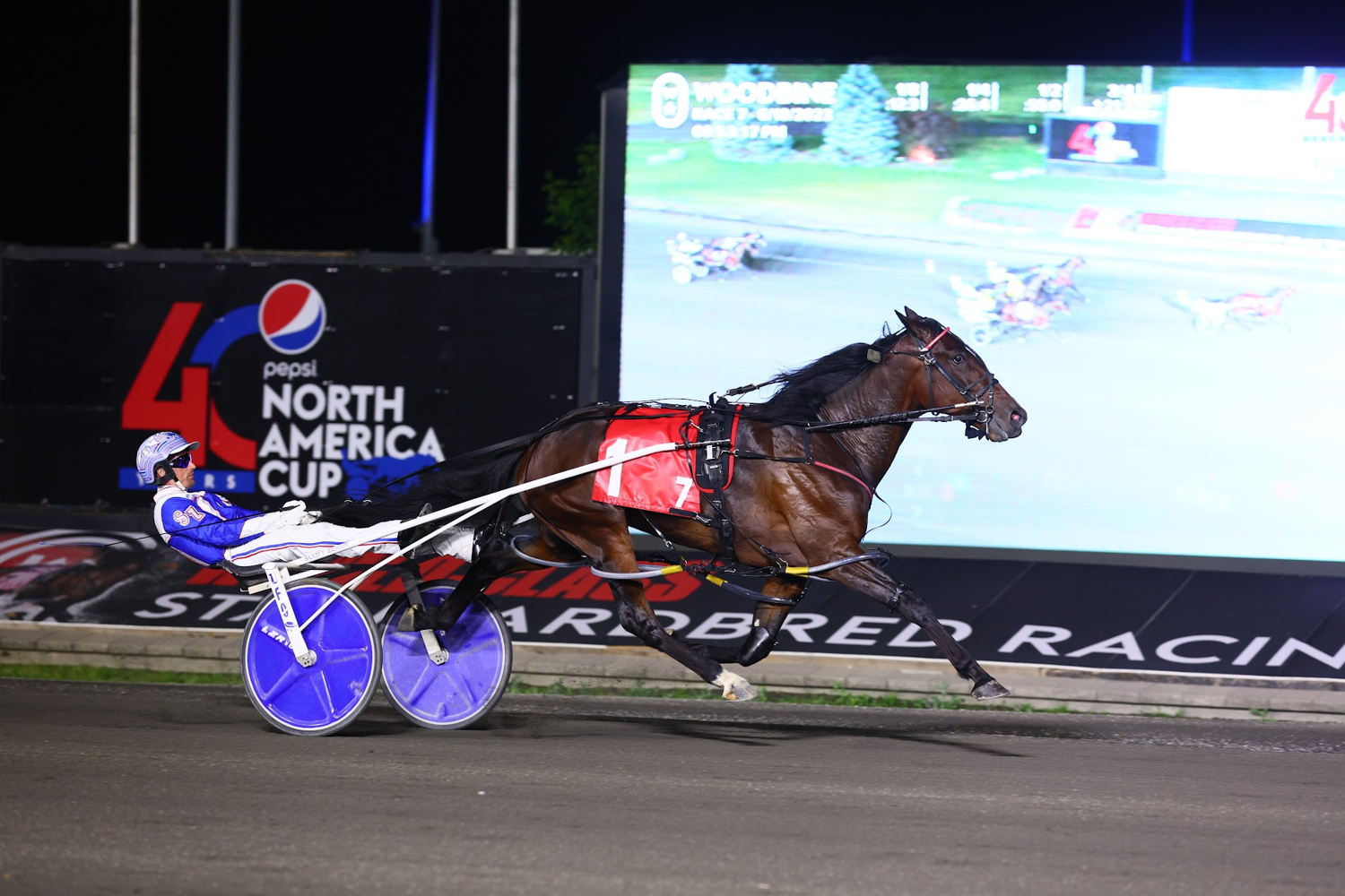 Its My Show and driver Scott Young winning the third Pepsi North America Cup Elimination on June 10, 2023 at Woodbine Mohawk Park (New Image Media) 