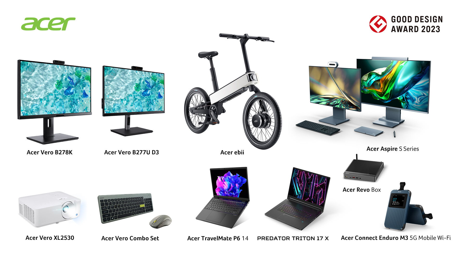 宏碁 ebii 電動輔助自行車及多款電腦產品獲 2023 年 Good Design設計大獎