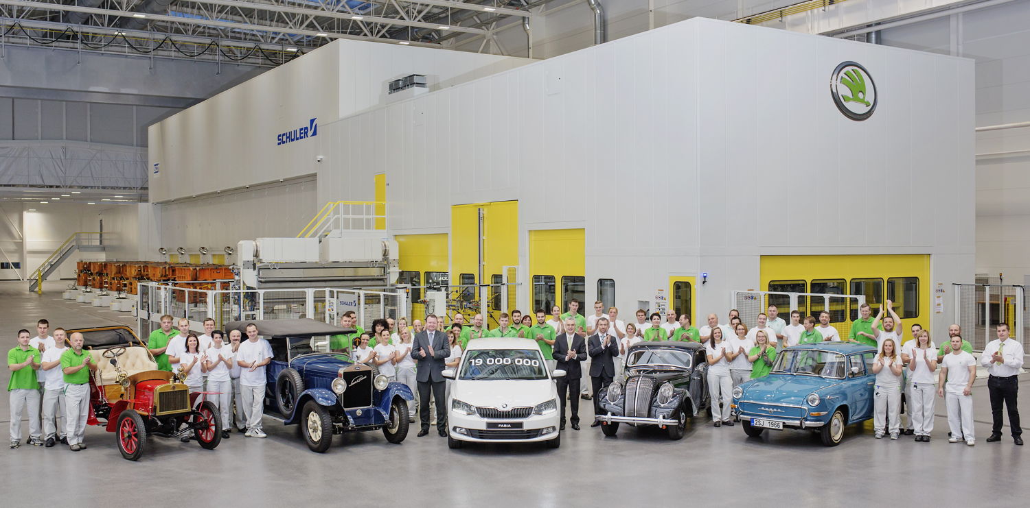 ŠKODA has produced their 19-millionth vehicle since launching car production in 1905. The jubilee car – a ŠKODA Fabia in 'Moon-White' – rolled off the production line at the main ŠKODA plant in Mladá Boleslav.