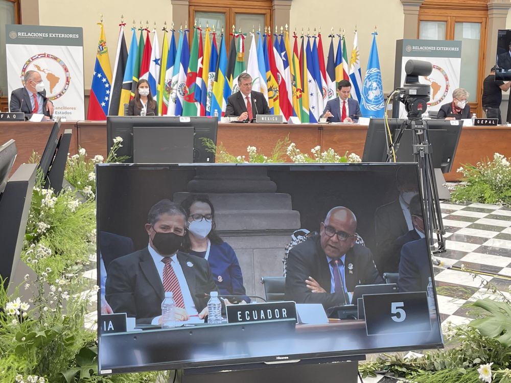 Minister of Agriculture and Former Minister of Foreign Affairs for Grenada, Hon. Peter David, addresses the 21st CELAC Meeting of Ministers of Foreign Affairs.