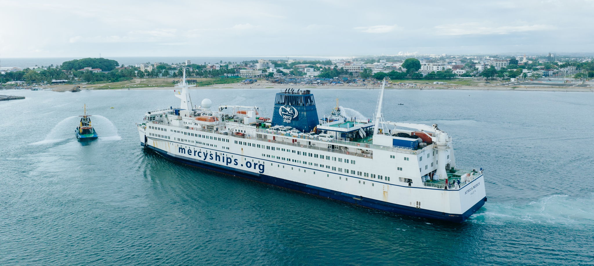 Africa Mercy arriving into the port of Toamasina, also called Tamatave ​ (photo© Mercy Ships / Caleb Brumley)
