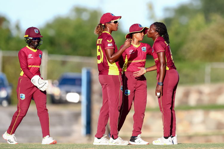 West Indies celebrate wicket