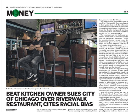 Beat Kitchen owner sues city of Chicago over Riverwalk restaurant, cites racial bias