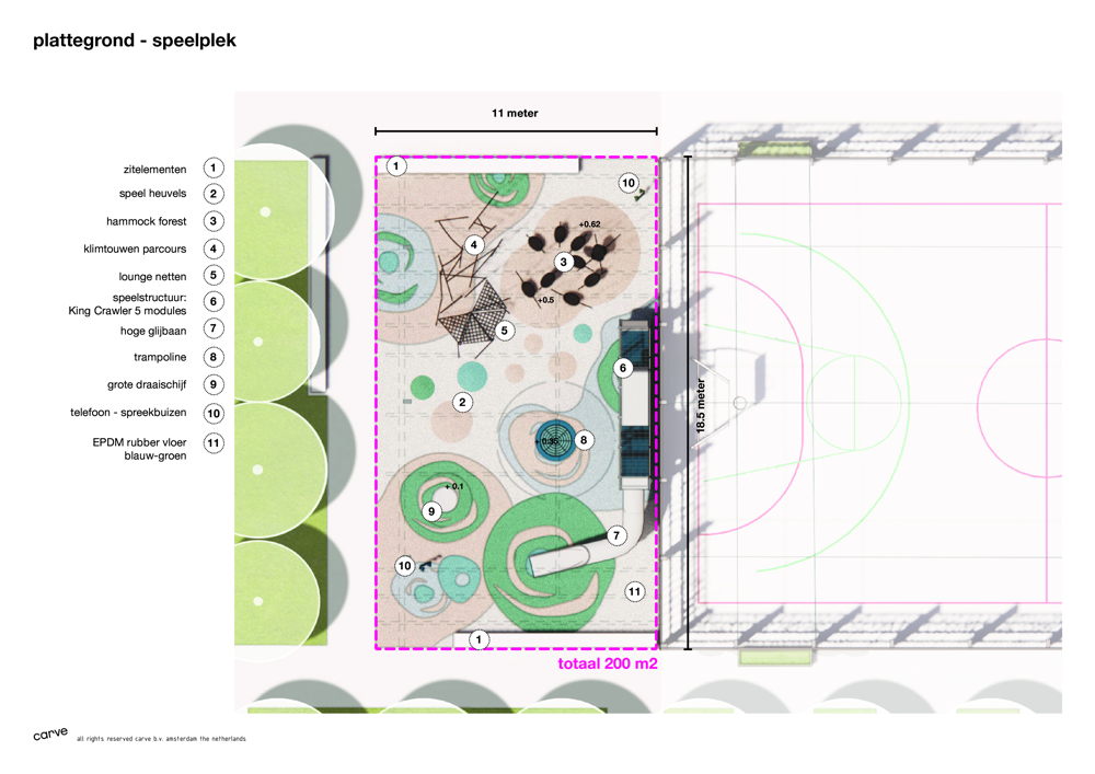 Ontwerp speelstructuur Bloemstraat Borgerhout ©Carve
