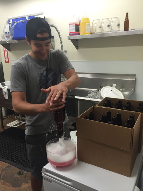 Bottles are sanitized before being filled