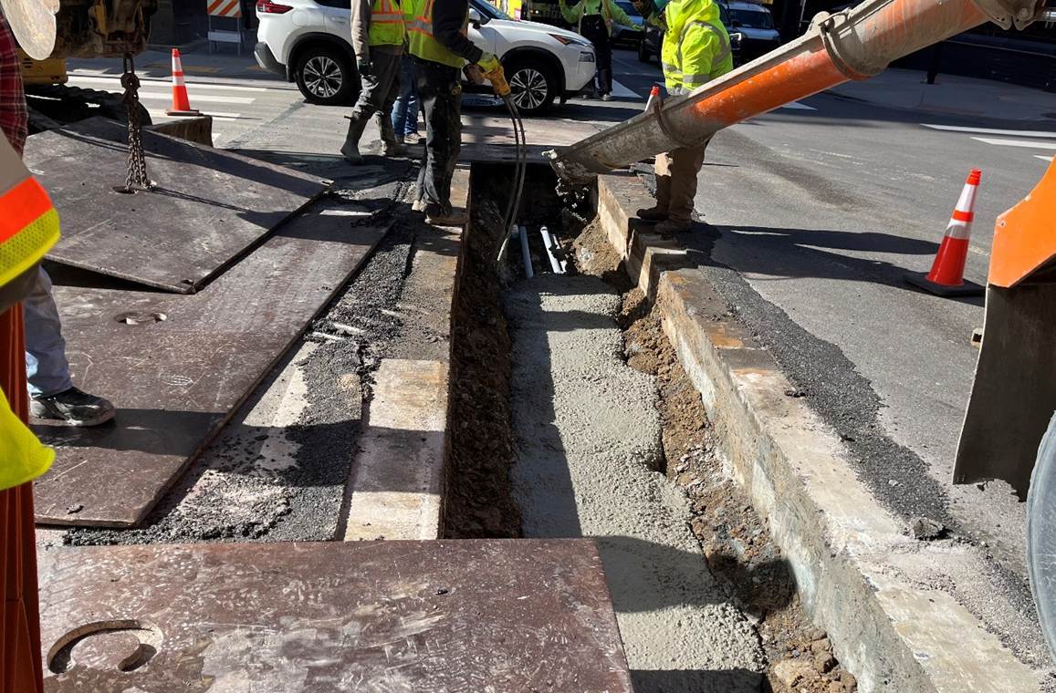 Electrical conduit recently placed on Forbes Avenue at McKee Place