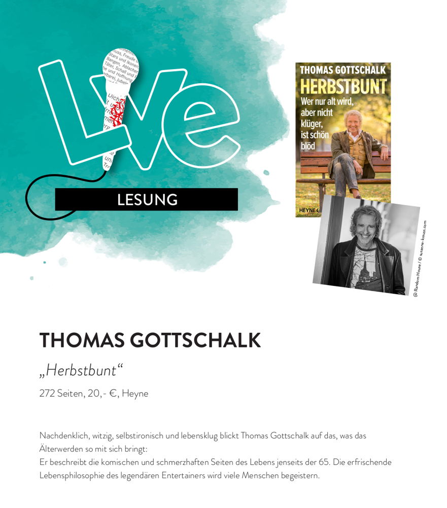 Star-Entertainer Thomas Gottschalk liest am 10. September am Münchner Stachus.