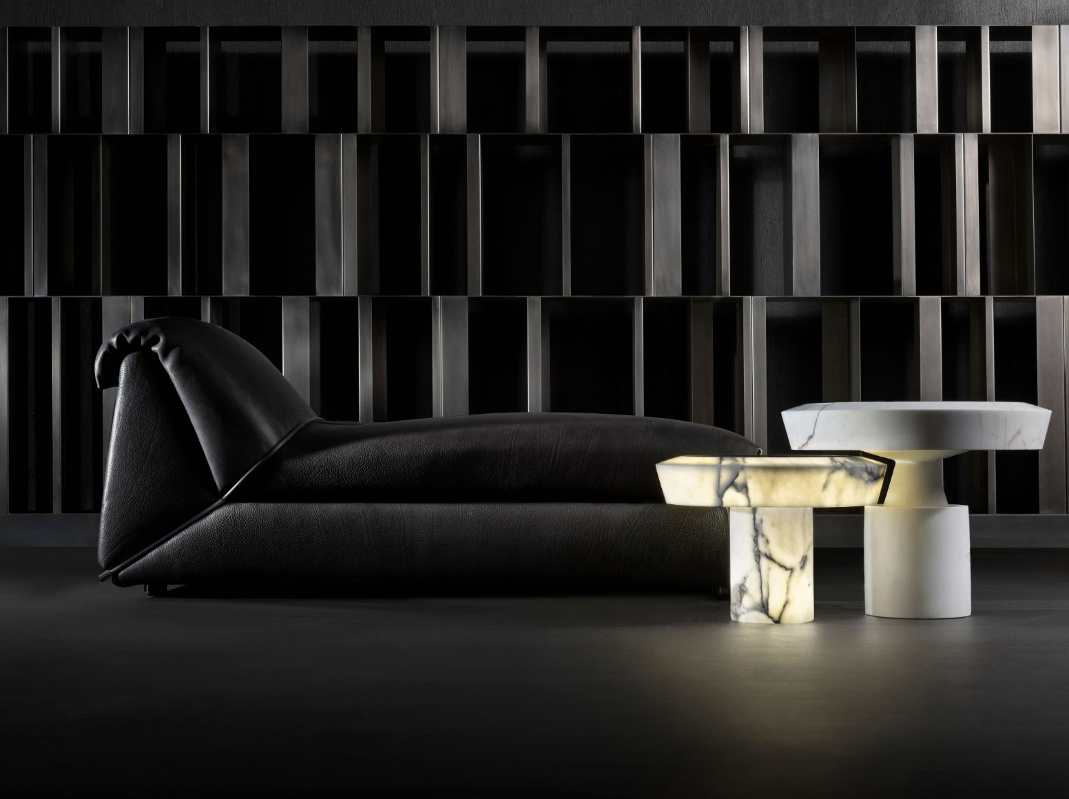 Bistrot Horizontal by Massimo Castagna, Bond Sofa and He-She Coffee tables by Ugo Cacciatori for Henge