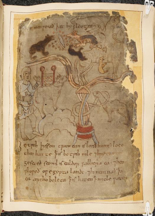 AKG1540525 Manuscript text and drawing/s. Circa 1000.  From: Beowulf. © akg-images / British Library