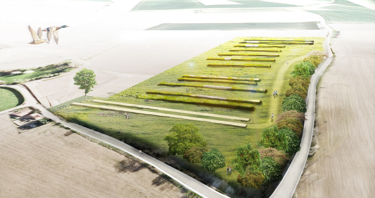 Visualisatie land-art inrichting door het ontwerpbureau Omgeving ​ ©Vlaamse Landmaatschappij